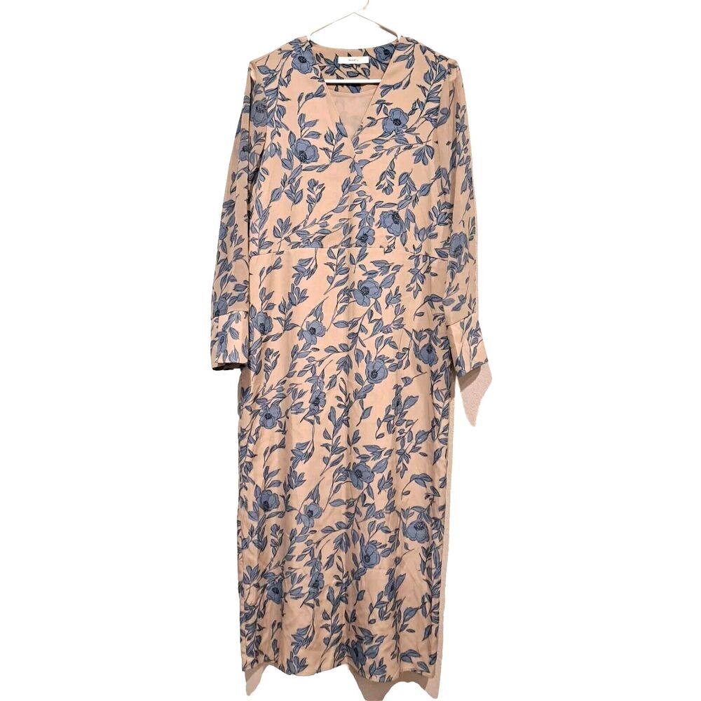 Cottagecore Floral Maxi Dress Prost J Korean Brand Beige Sheer Sleeves Sz Small
